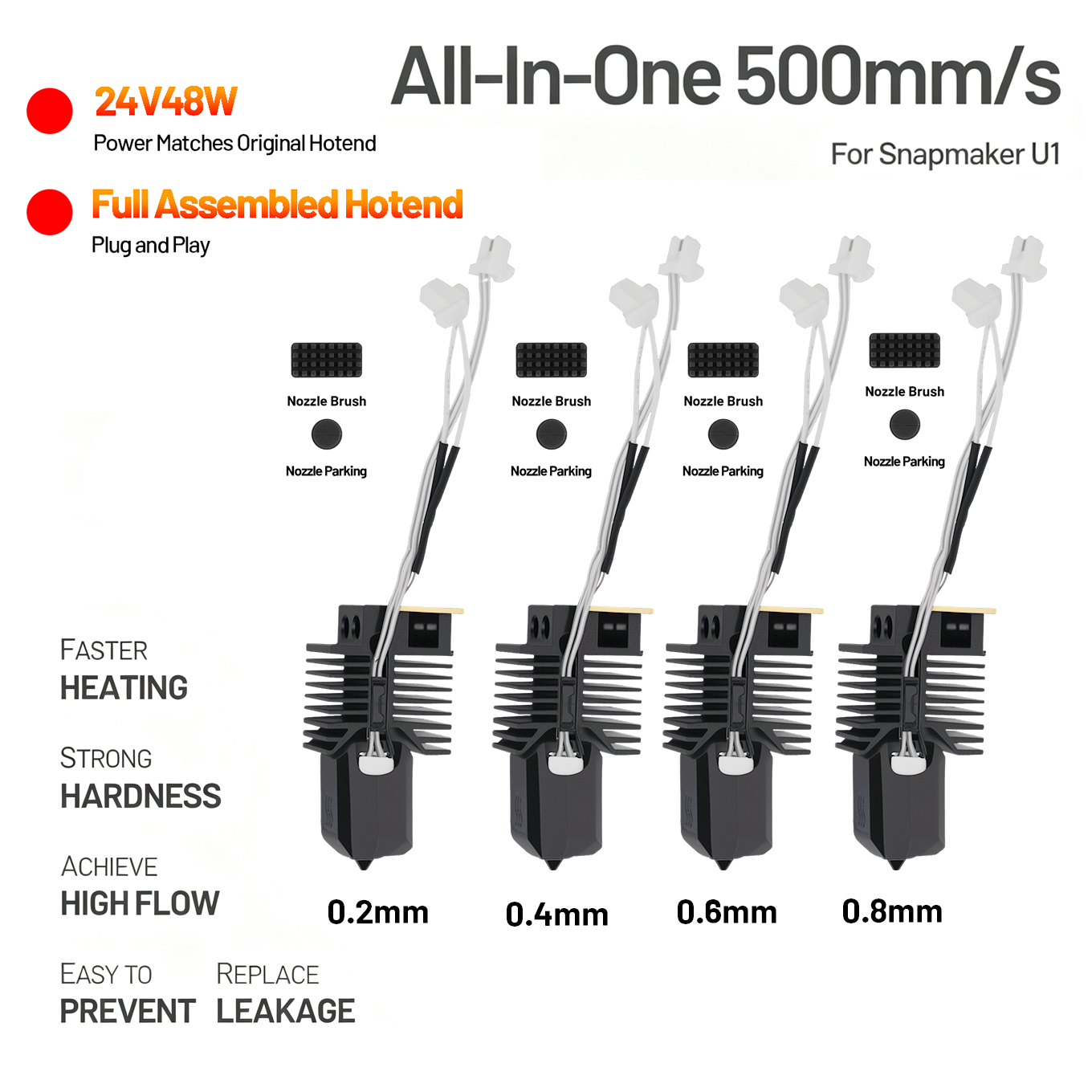 High Flow Ceramic Hotend - Hotend Untuk Snapmaker U1 24V 48W