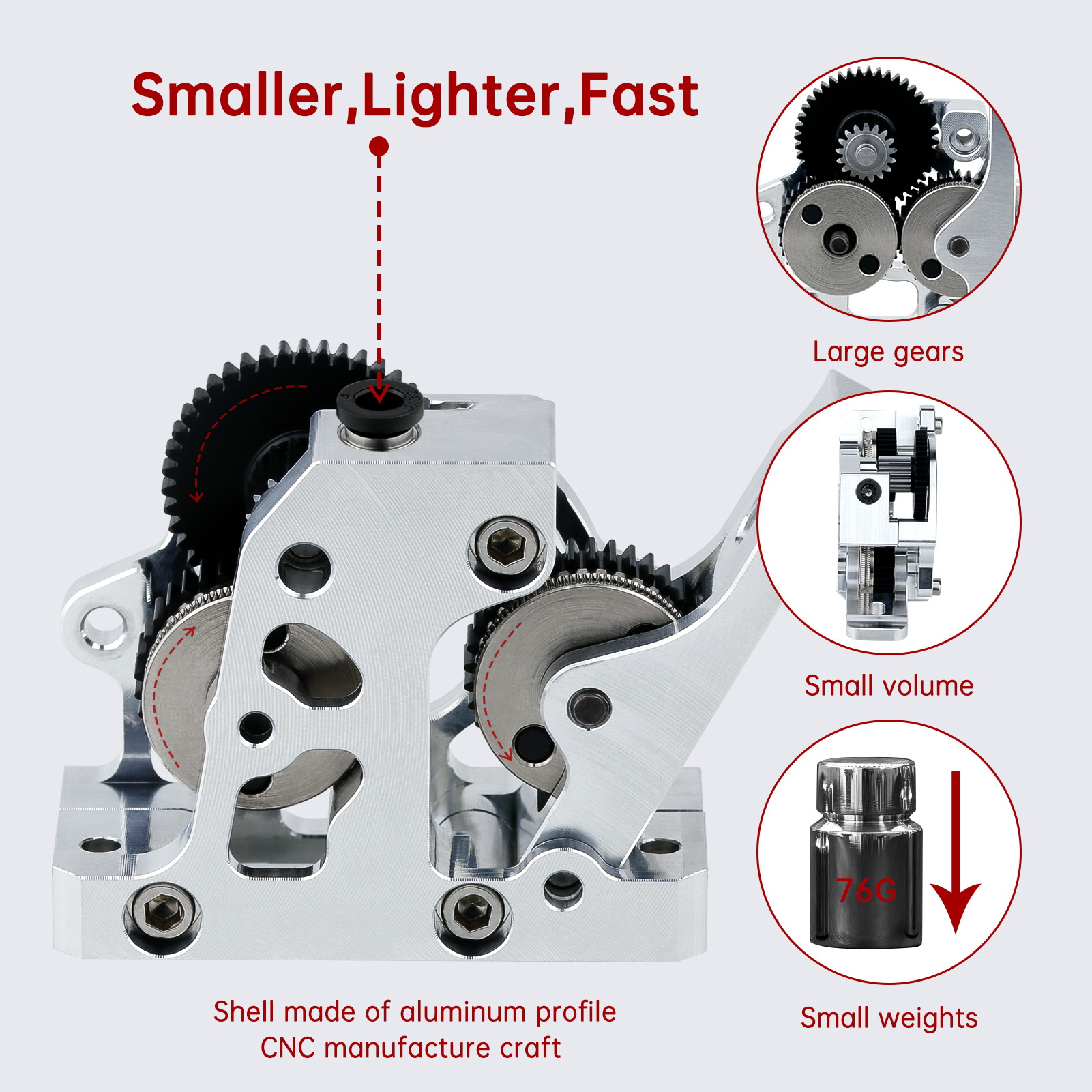 HGX LITE Dual Gear Hard Steel  - Direct Drive Dual Gear Extruder High Speed ulasan dan harga